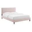 Maklaine Contemporary Performance Velvet King Platform Bed in Pink