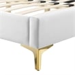 Maklaine Performance Velvet Full Platform Bed in White Finish