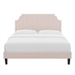 Maklaine Modern Performance Velvet Queen Platform Bed in Pink