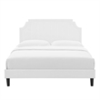 Maklaine Modern Performance Velvet Queen Platform Bed in White