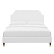 Maklaine Modern Performance Velvet Queen Platform Bed in White