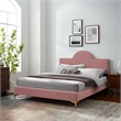 Maklaine Modern Performance Velvet Twin Bed in Dusty Rose Pink