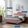 Maklaine Modern Performance Velvet Twin Bed in Dusty Rose Pink