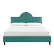 Maklaine Contemporary Performance Velvet Full Bed in Teal Blue