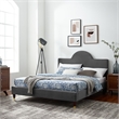 Maklaine Contemporary Performance Velvet King Bed in Charcoal