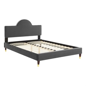 Maklaine Contemporary Performance Velvet King Bed in Charcoal