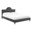 Maklaine Contemporary Performance Velvet King Bed in Charcoal