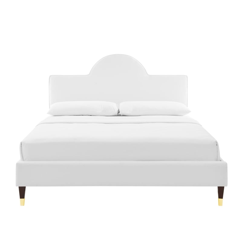 Maklaine Modern / Contemporary Performance Velvet King Bed in White