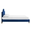 Maklaine Stain-resistant Performance Velvet Queen Bed in Navy