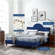 Maklaine Stain-resistant Performance Velvet Queen Bed in Navy