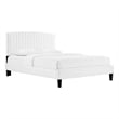 Maklaine Modern Performance Velvet Queen Platform Bed in White