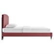 Maklaine Modern Performance Velvet Queen Platform Bed in Dusty Rose