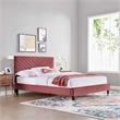 Maklaine Modern Performance Velvet Queen Platform Bed in Dusty Rose