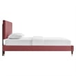 Maklaine Modern Performance Velvet Queen Platform Bed in Dusty Rose