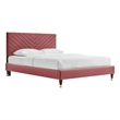 Maklaine Modern Performance Velvet Queen Platform Bed in Dusty Rose