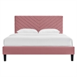 Maklaine Modern Performance Velvet Queen Platform Bed in Dusty Rose