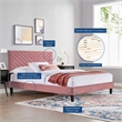 Maklaine Modern Performance Velvet Queen Platform Bed in Dusty Rose