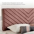 Maklaine Modern Performance Velvet Queen Platform Bed in Dusty Rose