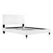 Maklaine Modern Performance Velvet Queen Platform Bed in White