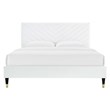 Maklaine Modern Performance Velvet Queen Platform Bed in White