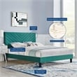 Maklaine Modern Performance Velvet Full Platform Bed in Teal Blue
