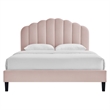 Maklaine Modern Performance Velvet Twin Platform Bed in Pink