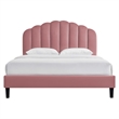 Maklaine Modern Performance Velvet Twin Platform Bed in Dusty Rose Pink