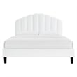 Maklaine Modern Performance Velvet Queen Platform Bed in White