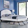 Maklaine Modern Performance Velvet Queen Platform Bed in White