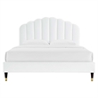 Maklaine Modern Performance Velvet Queen Platform Bed in White