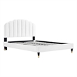 Maklaine Modern Performance Velvet Queen Platform Bed in White