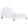 Maklaine Modern Performance Velvet Queen Platform Bed in White