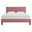 Maklaine Modern Performance Velvet King Platform Bed in Dusty Rose Pink