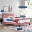 Maklaine Modern Performance Velvet King Platform Bed in Dusty Rose Pink