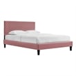 Maklaine Modern Performance Velvet King Platform Bed in Dusty Rose Pink