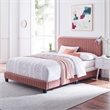 Maklaine Channel Tufted Performance Velvet Twin Bed in Dusty Rose