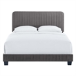 Maklaine Channel Tufted Performance Velvet Queen Bed in Gray