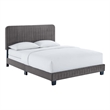 Maklaine Channel Tufted Performance Velvet Queen Bed in Gray