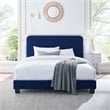 Maklaine Channel Tufted Performance Velvet King Platform Bed in Navy