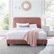 Maklaine Channel Tufted Performance Velvet Queen Platform Bed in Dusty Rose