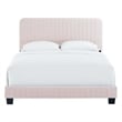 Maklaine Channel Tufted Performance Velvet Queen Bed in Pink