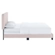 Maklaine Channel Tufted Performance Velvet Queen Bed in Pink