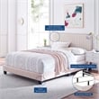 Maklaine Channel Tufted Performance Velvet Queen Bed in Pink
