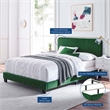 Maklaine Channel Tufted Performance Velvet King Bed in Emerald Green