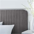 Maklaine Channel Tufted Performance Velvet Queen Platform Bed in Gray