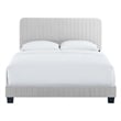 Maklaine Channel Tufted Performance Velvet Queen Platform Bed in Light Gray