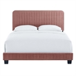 Maklaine Channel Tufted Performance Velvet Full Platform Bed in Dusty Rose