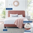 Maklaine Channel Tufted Performance Velvet Full Platform Bed in Dusty Rose