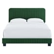 Maklaine Channel Tufted Performance Velvet Full Platform Bed in Emerald