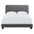 Maklaine Channel Tufted Performance Velvet Full Platform Bed in Gray